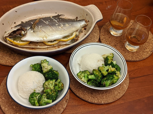 Pompano fish and Addington cocktail with no soda